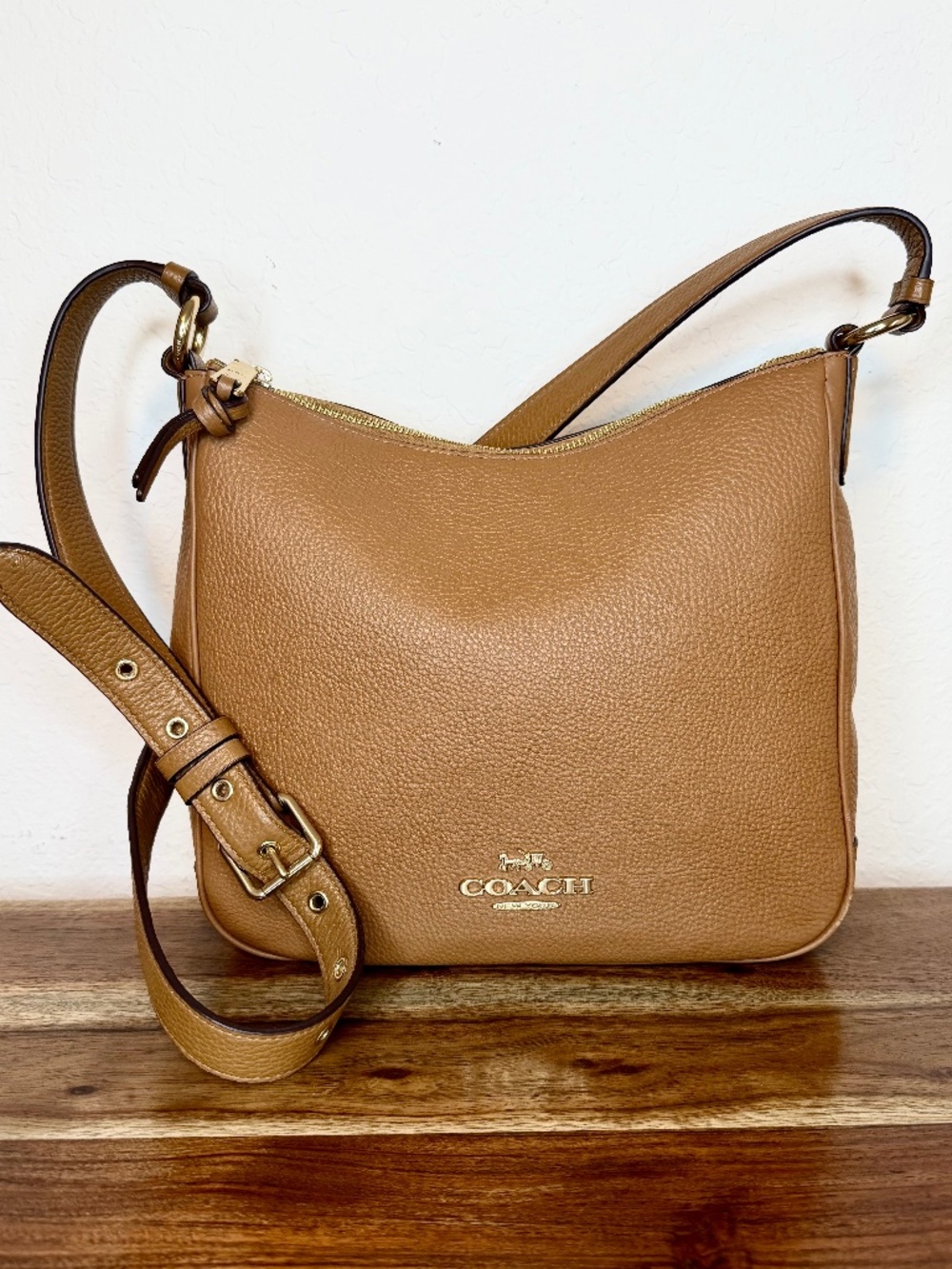 COACH AUTHENTIC Ellie Leather File Bag Saddle/Tan